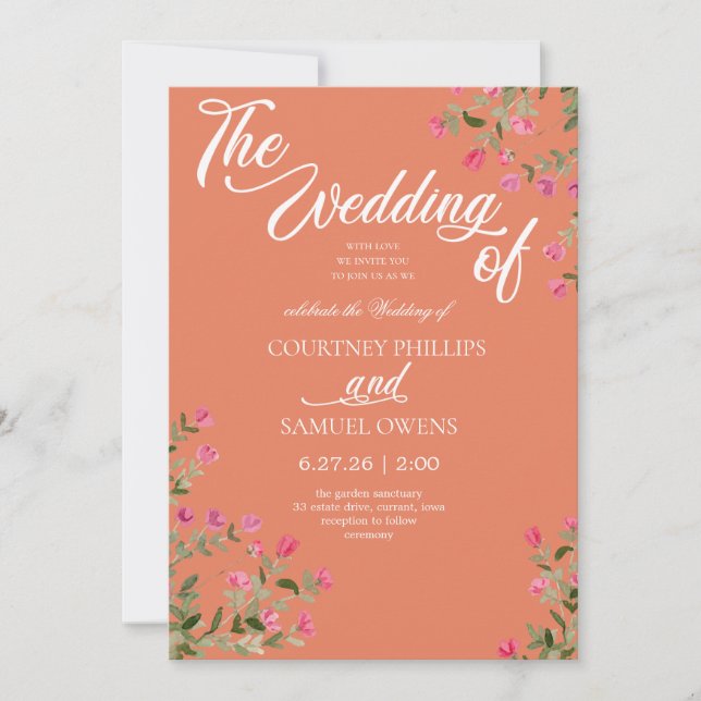 Convite de Casamento Botânico Aquarela (Frente)