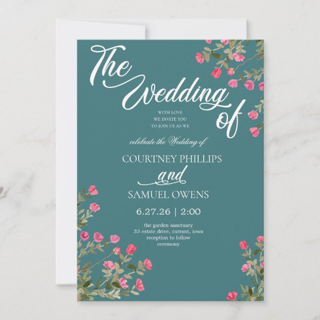 Convite de Casamento Botânico Aquarela (Frente)