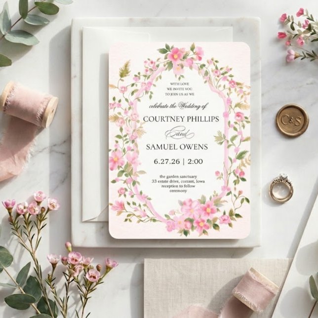 Convite de Casamento Botânico Aquarela (Criador carregado)