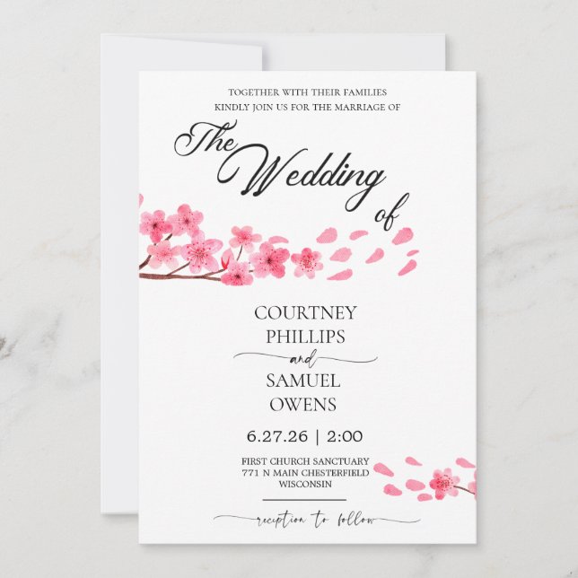 Convite de Casamento Botânico Aquarela (Frente)