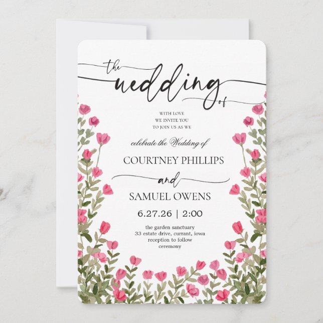 Convite de Casamento Botânico Aquarela (Frente)