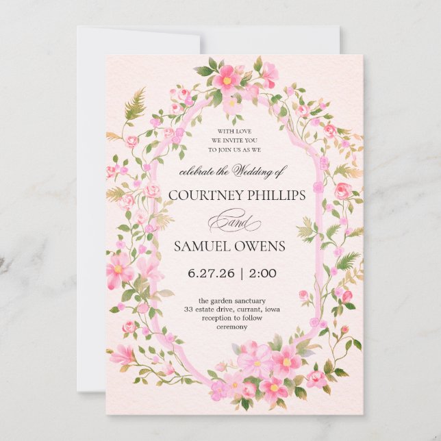 Convite de Casamento Botânico Aquarela (Frente)