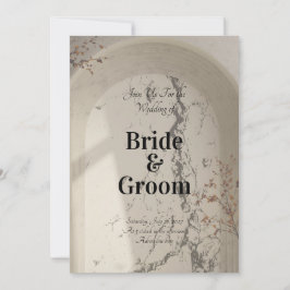 Convite de Casamento Botânico Arco de Mármore Vint
