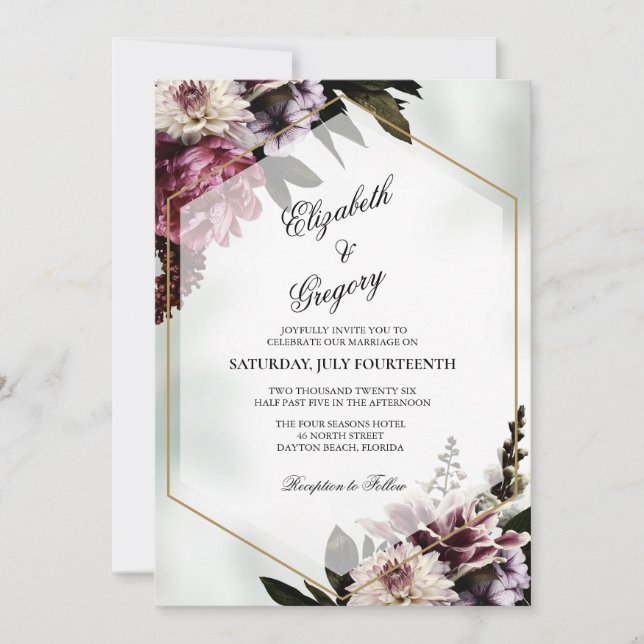 Convite de casamento botânico Blush (Frente)