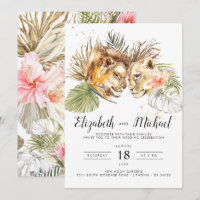 Convite de Casamento Botânico Boho Safari Africano