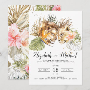 Convite de Casamento Botânico Boho Safari Africano