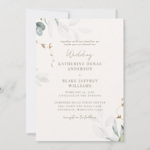 Convite de Casamento Botânico Champagne Claro III