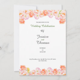 Convite de casamento botânico clássico com rosas p