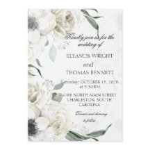Convite de Casamento Botânico com Folhagem Floral