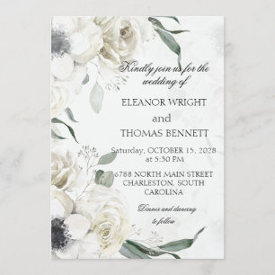 Convite de Casamento Botânico com Folhagem Floral 