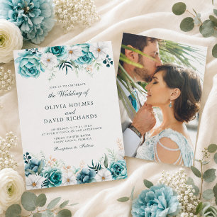 Convite de Casamento Botânico com Foto Personaliza