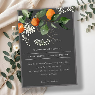 Convite de casamento Botânico do Flor Laranja Esc