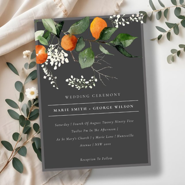 Convite de casamento Botânico do Flor Laranja Escu (Criador carregado)