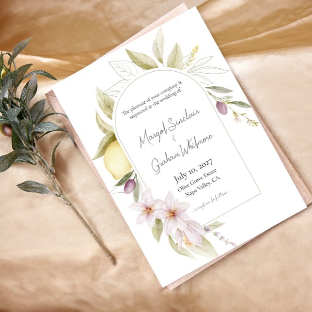 Convite de Casamento Botânico do Pomar de Oliveira (Criador carregado)