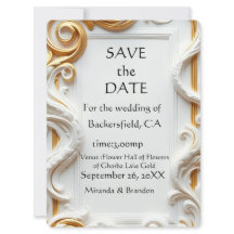 "Convite de Casamento Botânico Dourado Elegante -