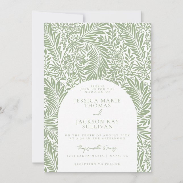 Convite de Casamento Botânico e Floral Sage (Frente)