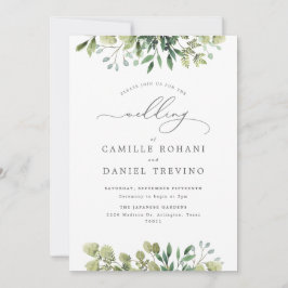 Convite de Casamento Botânico Elegância Verde