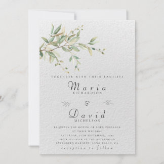 Convite de Casamento Botânico Elegância Verde