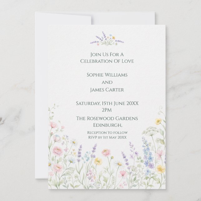 Convite de Casamento Botânico Elegante (Frente)