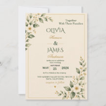 Convite de Casamento Botânico em Verde Salvia