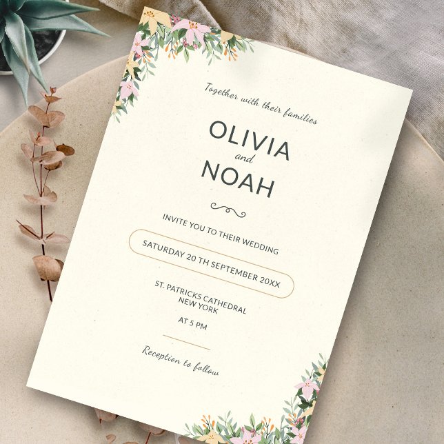Convite de casamento botânico - estilo boho (Criador carregado)