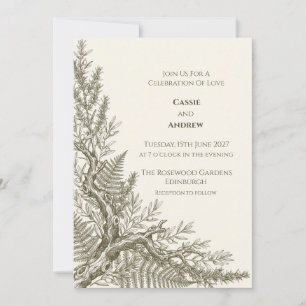 Convite de Casamento Botânico Feto de Oliveira