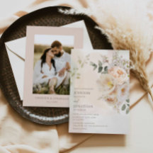 Convite De Casamento Botânico Floral Elegante