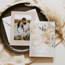 Convite De Casamento Botânico Floral Elegante