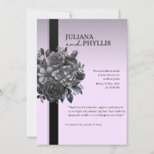 Convite de Casamento Botânico Lilás Preto Noir Jul