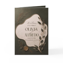 Convite de Casamento Botânico Luxuoso | Verde Eleg