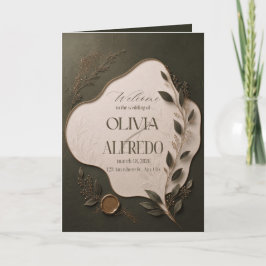 Convite de Casamento Botânico Luxuoso | Verde Eleg