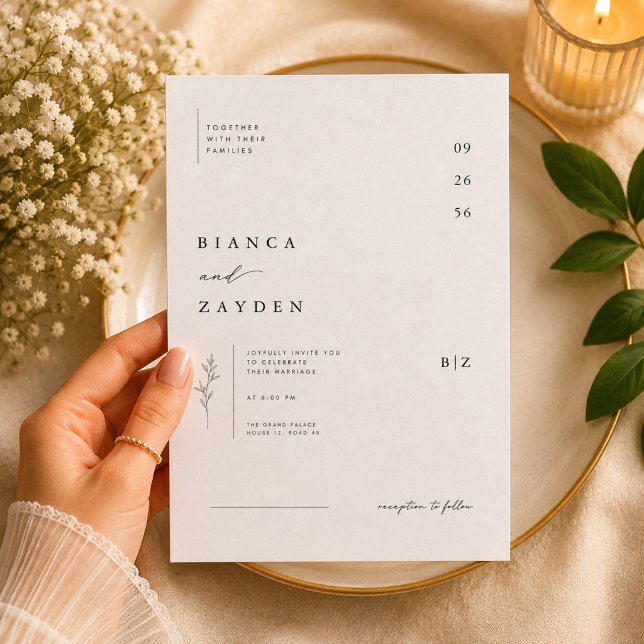 Convite de Casamento Botânico Minimalista. (Criador carregado)