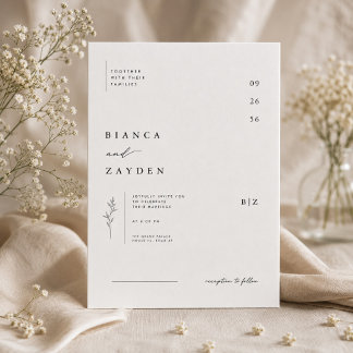 Convite de Casamento Botânico Minimalista.