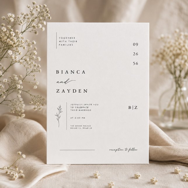 Convite de Casamento Botânico Minimalista. (Criador carregado)