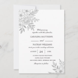 Convite de Casamento Botânico Minimalista Elegante