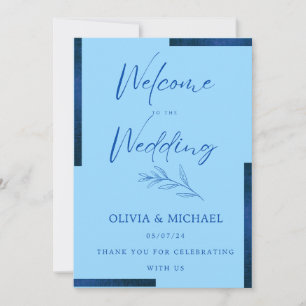 Convite de Casamento Botânico Minimalista em Azul