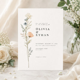Convite de Casamento Botânico Minimalista Floral