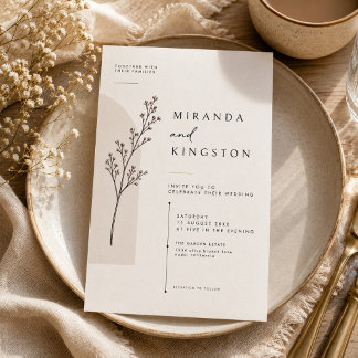 Convite de Casamento Botânico Minimalista Moderno