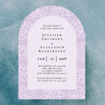 Convite de Casamento Botânico Minimalista Roxo