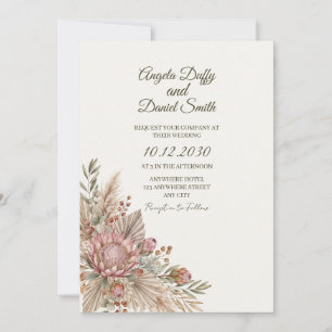Convite de Casamento Botânico Protea Boho