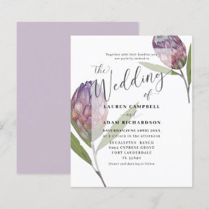Convite de Casamento Botânico Protea Roxo Orçament