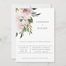 Convite de Casamento Botânico Rosa Poeirento