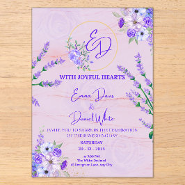 Convite de Casamento Botânico Roxo Elegante