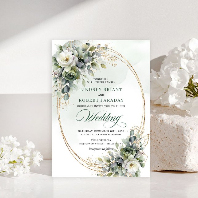 Convite de Casamento Botânico Rústico de Eucalipto (Rustic Botanical Eucalyptus Wedding Invitation)