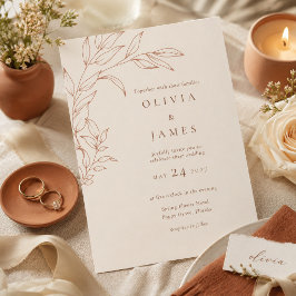 Convite de Casamento Botânico Terracota Marfim