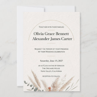 Convite de Casamento Botânico Terracota Minimalist