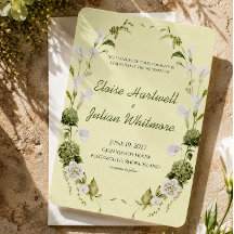 Convite de Casamento Botânico Verde Moderno