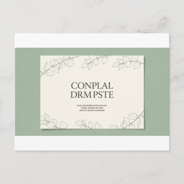 Convite de Casamento Botânico Verde Safira Elegant (Frente)