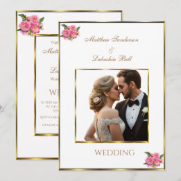 Convite de casamento branco adicione sua foto
