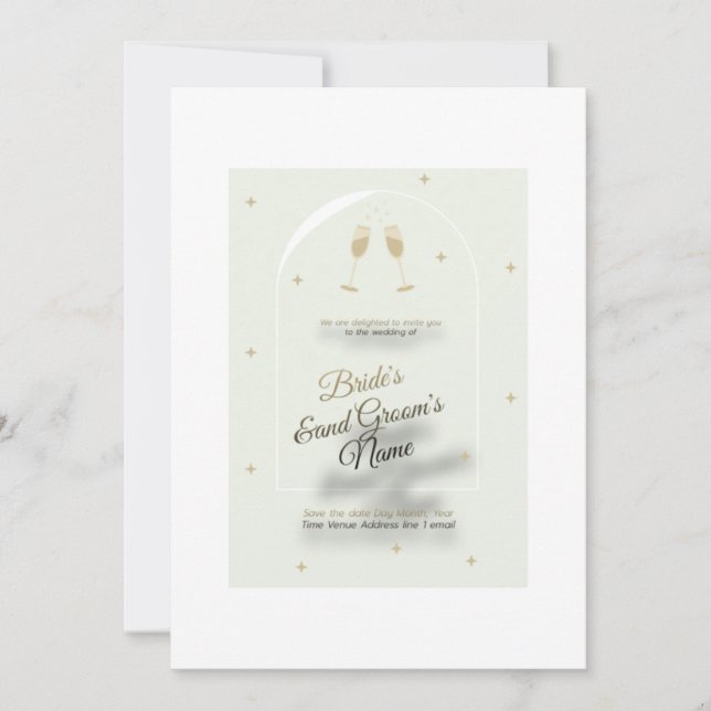 Convite de casamento branco com a impressão azul m (Frente)